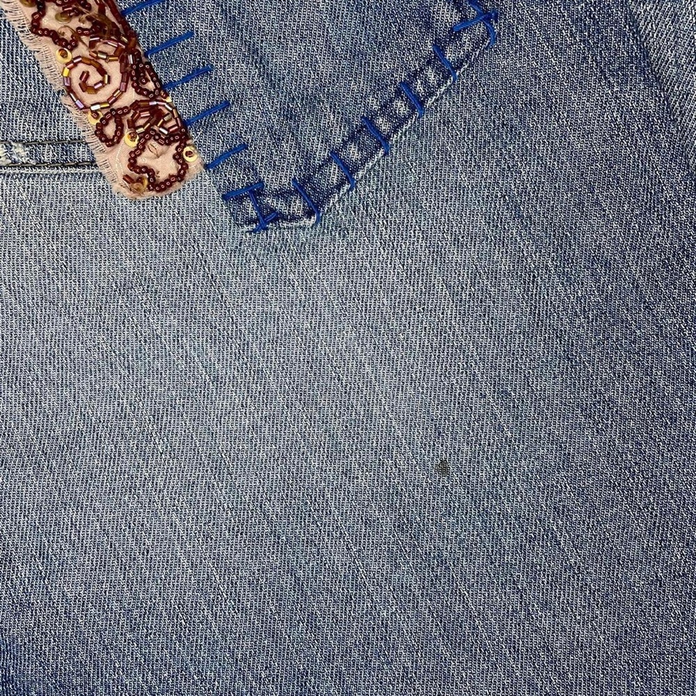 dkny soho jean vintage low rise denim patchwork flare jeans size 8 - Picture 5 of 5